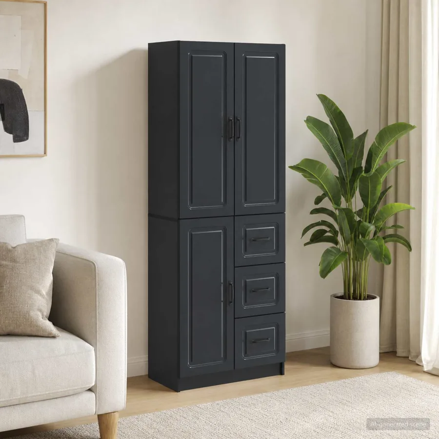 Ensemble de Meubles 2 pcs Noir Bois d'ingénierie