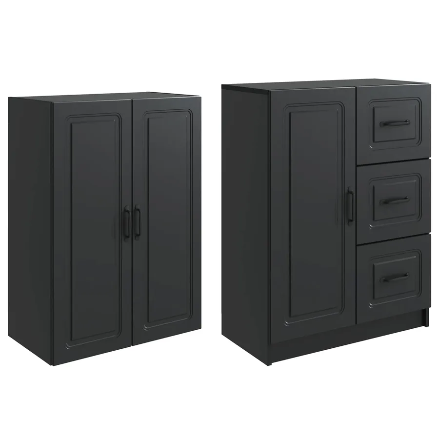 Ensemble de Meubles 2 pcs Noir Bois d'ingénierie - 4