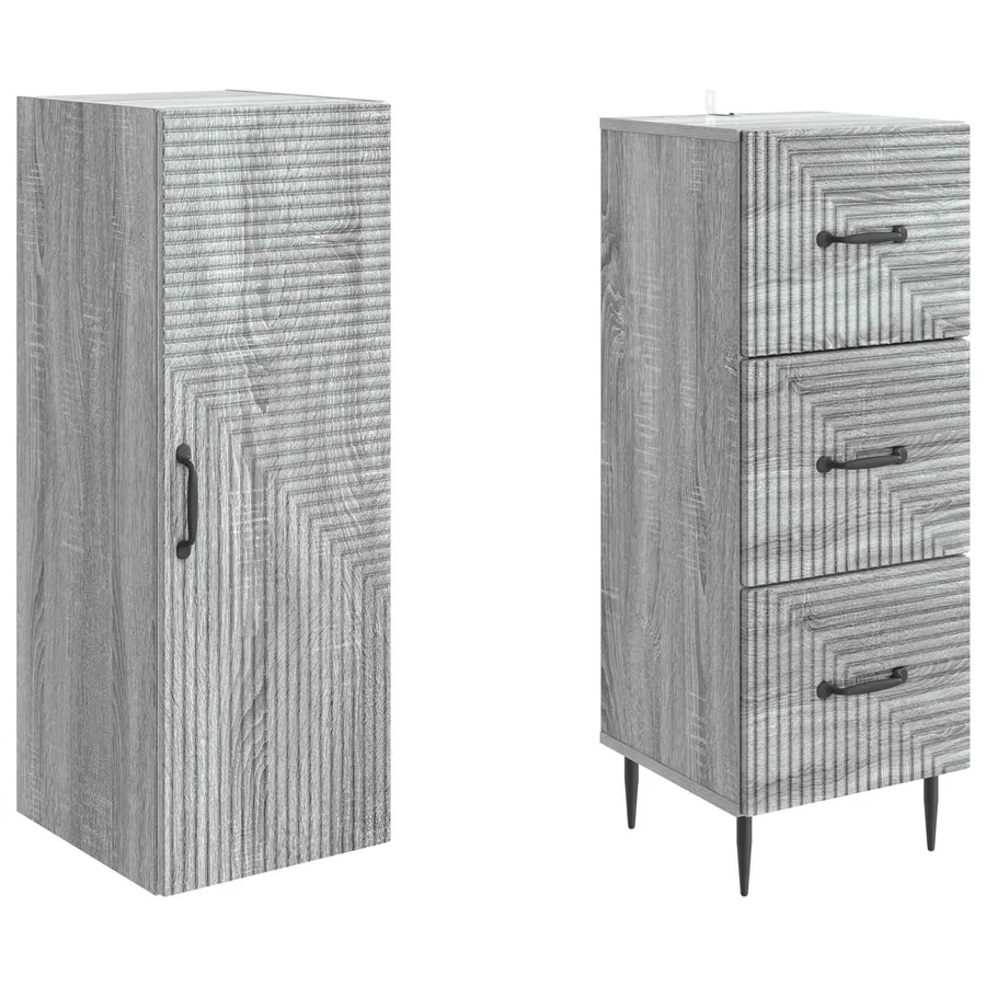 Ensemble de Meubles 2 pcs Sonoma gris 33 x 34,5 x 90 cm - 4