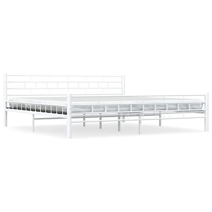 Bed frame without mattress white metal 200x200 cm - 2