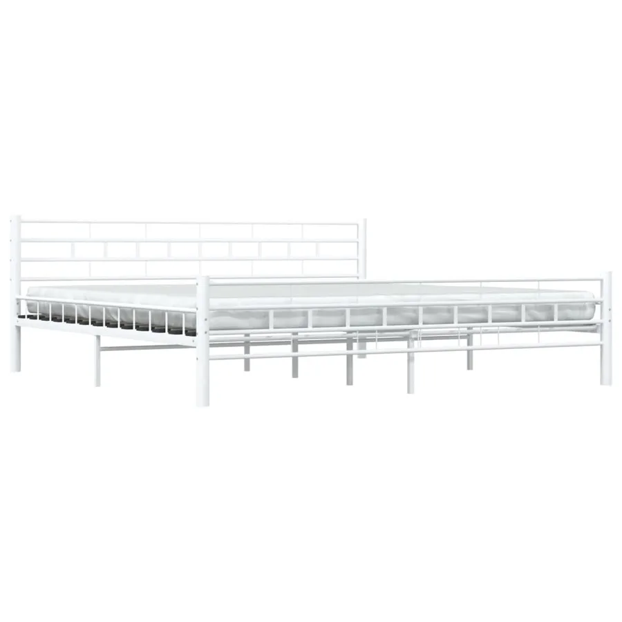 Cadre de lit sans matelas blanc métal 200x200 cm - 3