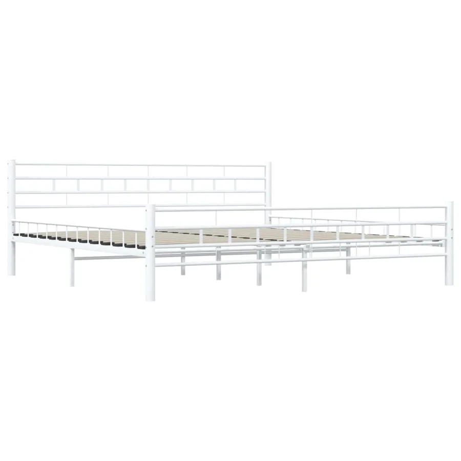 Bed frame without mattress white metal 200x200 cm - 4