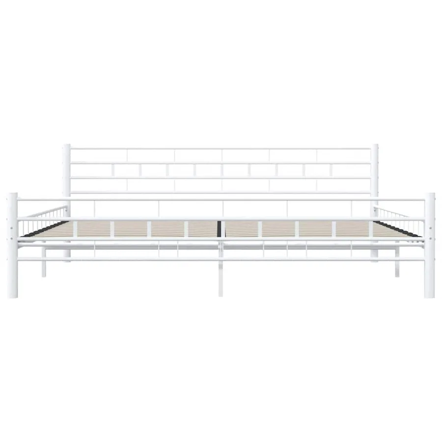 Cadre de lit sans matelas blanc métal 200x200 cm - 5
