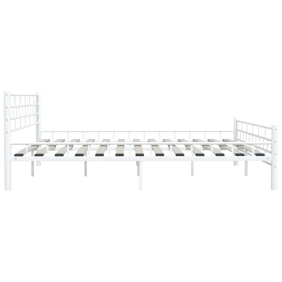 Cadre de lit sans matelas blanc métal 200x200 cm - 6