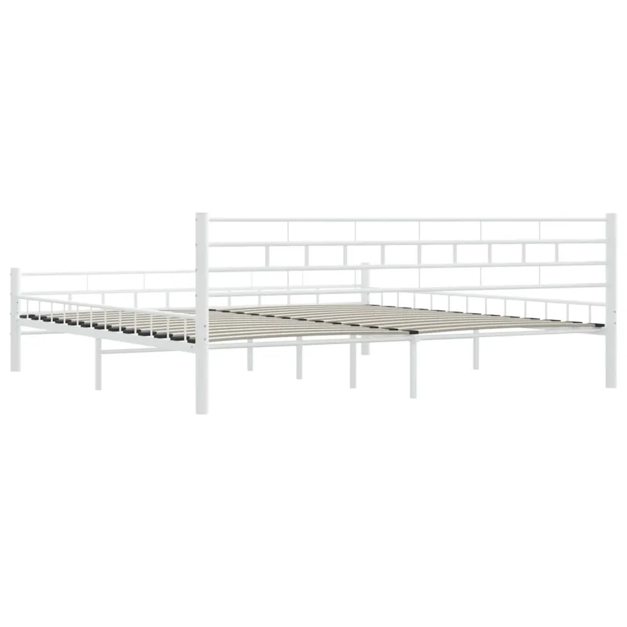 Cadre de lit sans matelas blanc métal 200x200 cm - 7