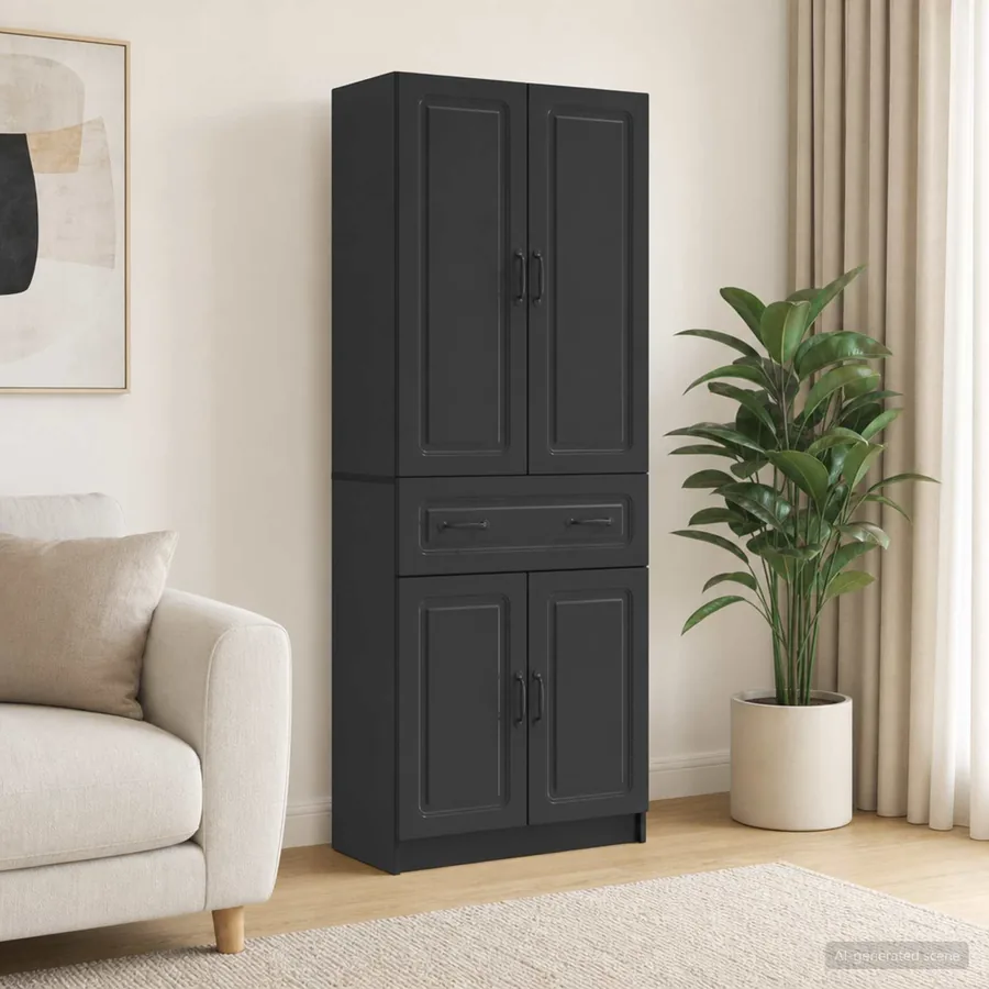 Ensemble de Meubles 2 pcs Noir Bois d'ingénierie
