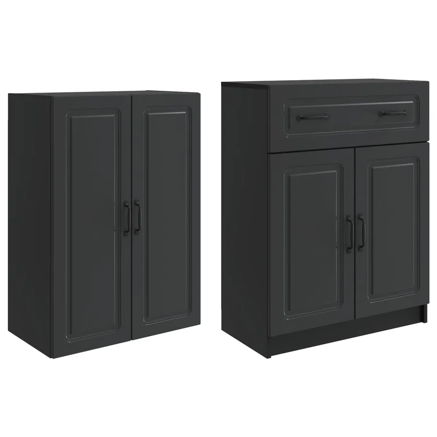 Ensemble de Meubles 2 pcs Noir Bois d'ingénierie - 4