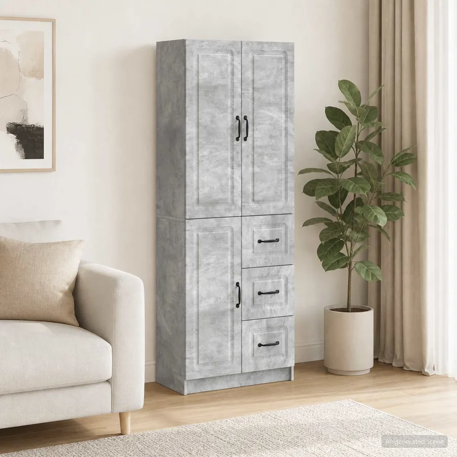 Ensemble de Meubles 2 pcs Gris béton Bois d'ingénierie