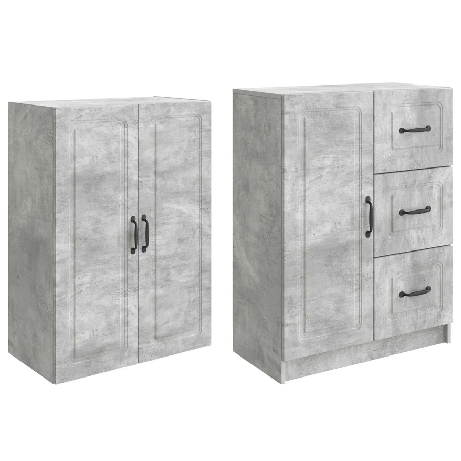 Ensemble de Meubles 2 pcs Gris béton Bois d'ingénierie - 4