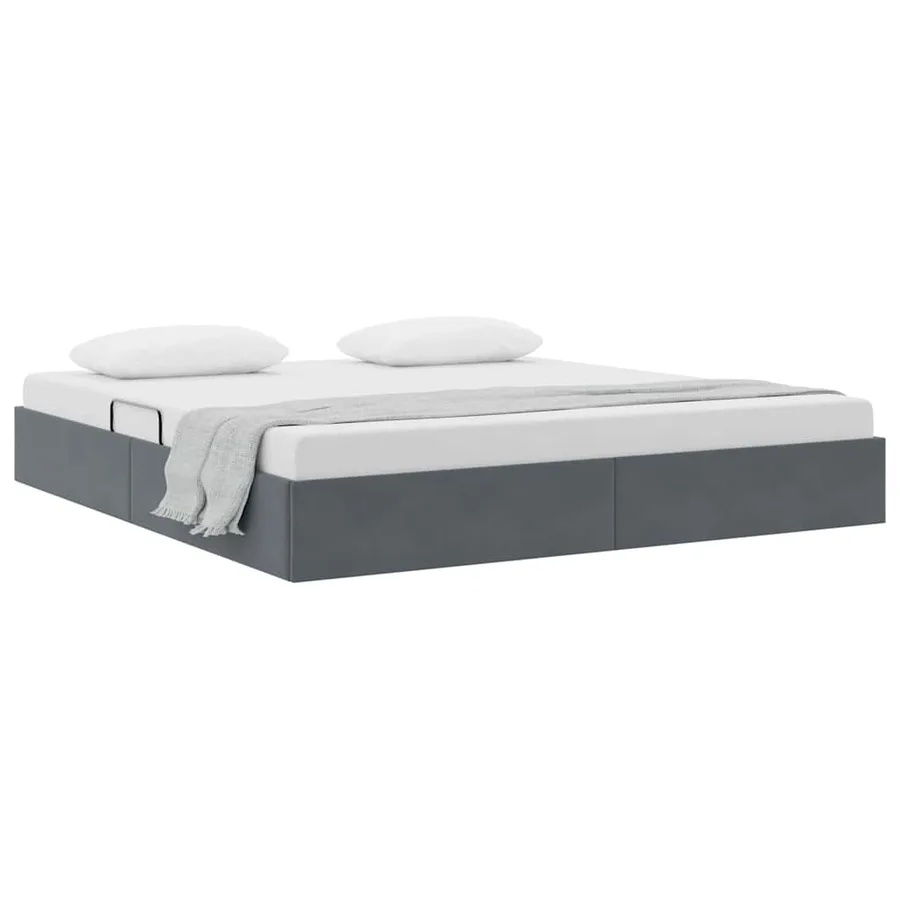 Lit de Rangement avec stockage Gris foncé 180 x 200 cm Velours - 3