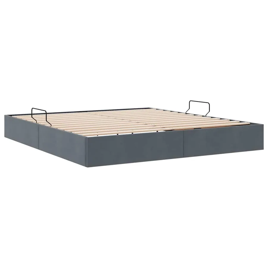 Lit de Rangement avec stockage Gris foncé 180 x 200 cm Velours - 5