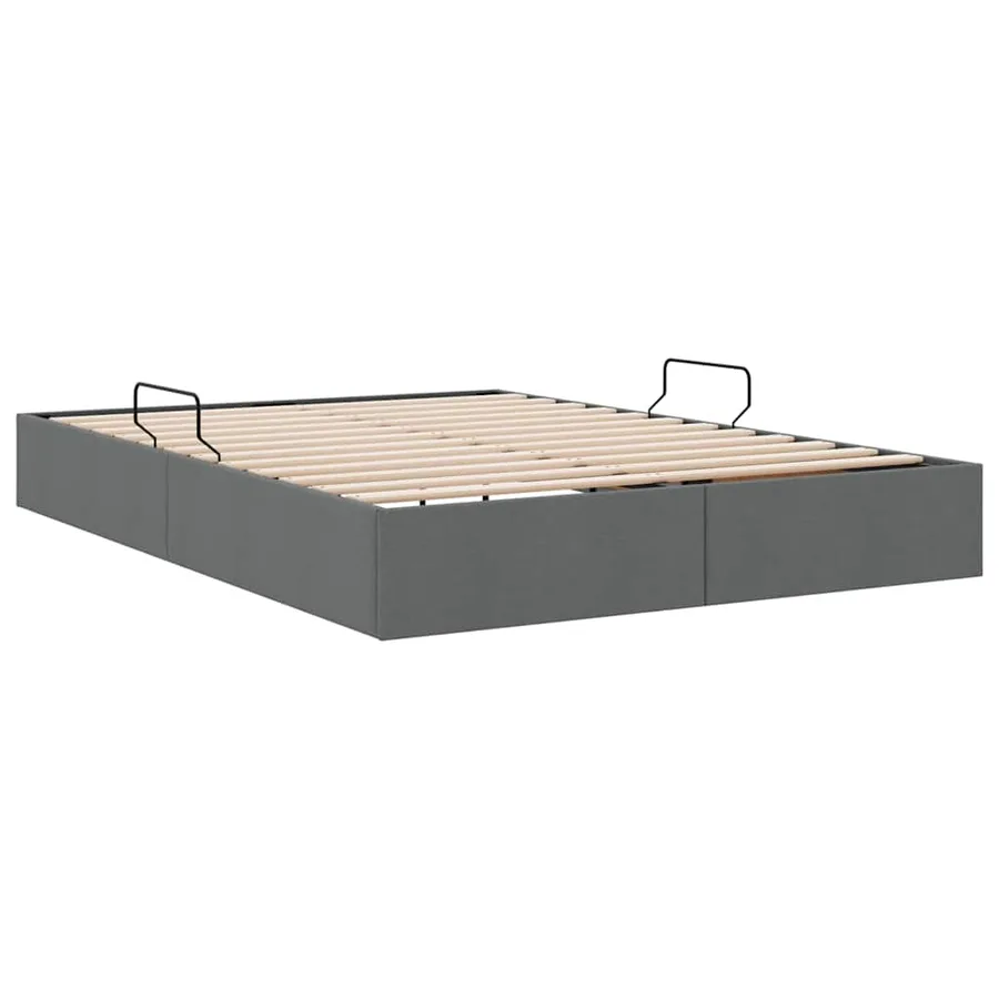 Lit de Rangement avec stockage Gris foncé 135 x 190 cm Tissu - 5