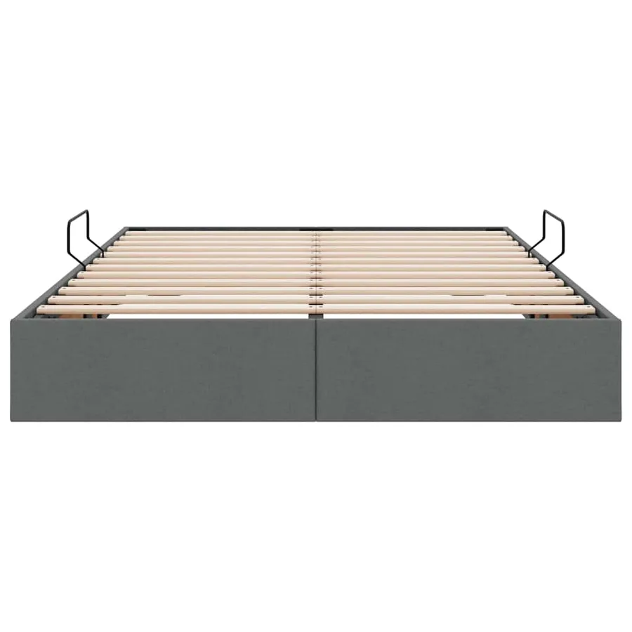 Lit de Rangement avec stockage Gris foncé 135 x 190 cm Tissu - 7