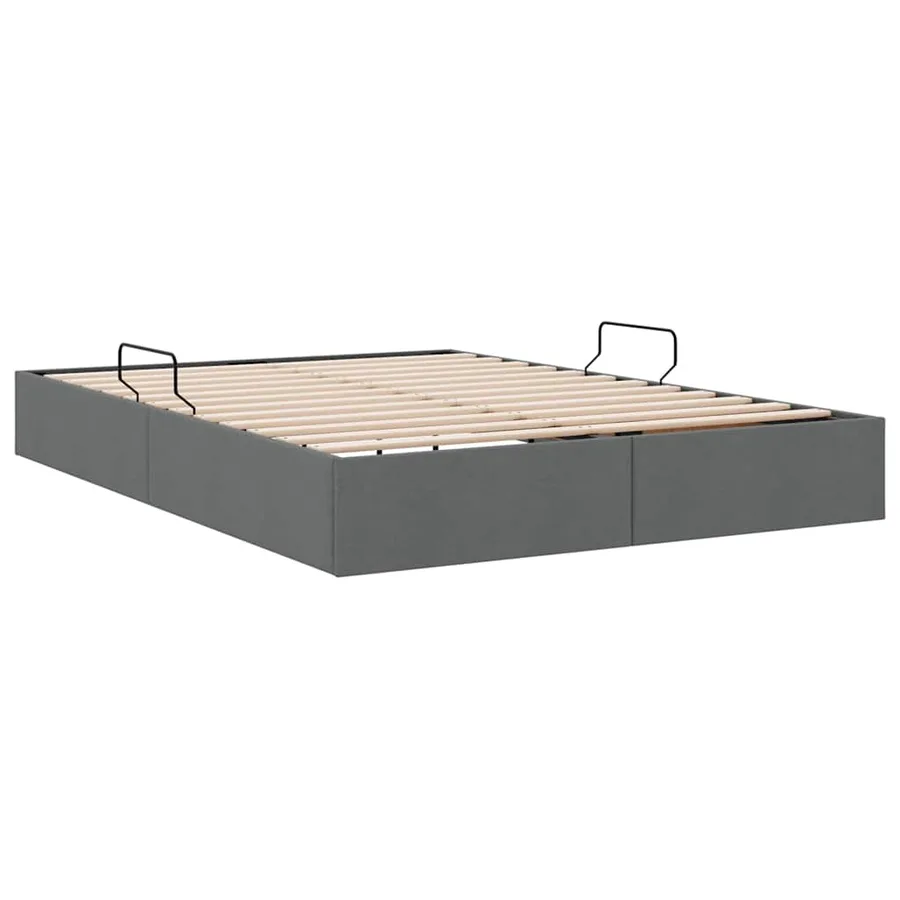 Lit de Rangement avec stockage Gris foncé 135 x 190 cm Tissu - 9