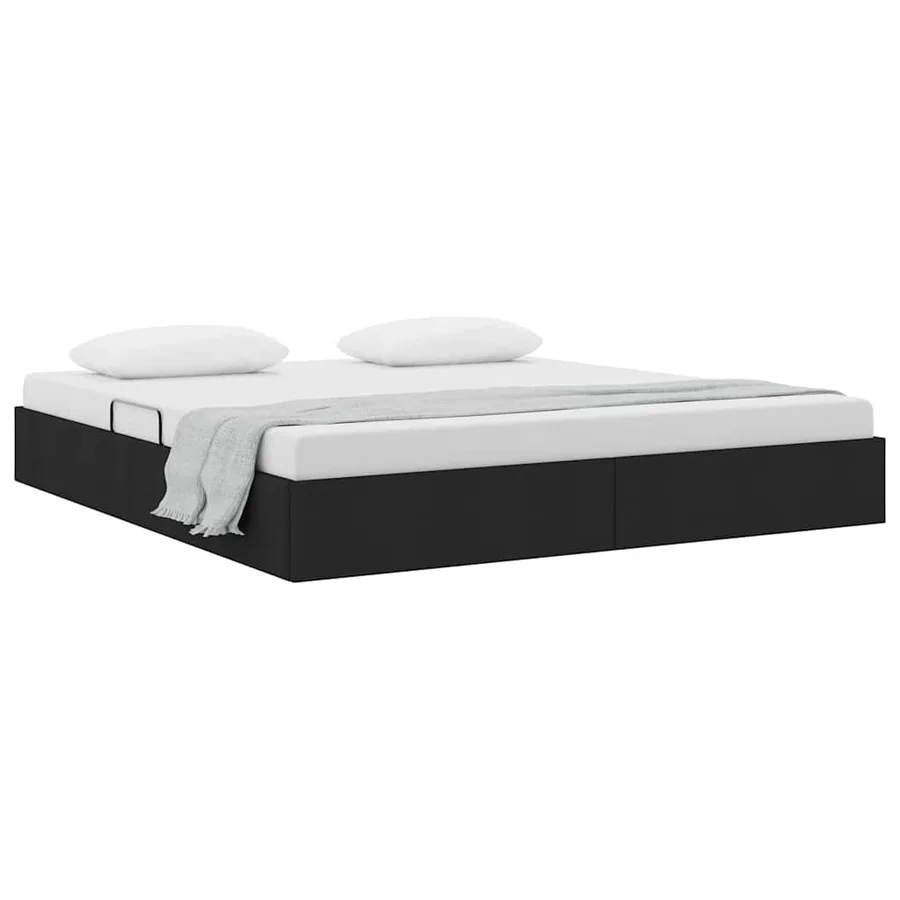 Lit de Rangement avec stockage Noir 180 x 200 cm Tissu - 3