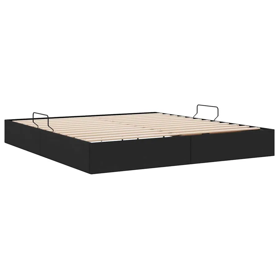 Lit de Rangement avec stockage Noir 180 x 200 cm Tissu - 5