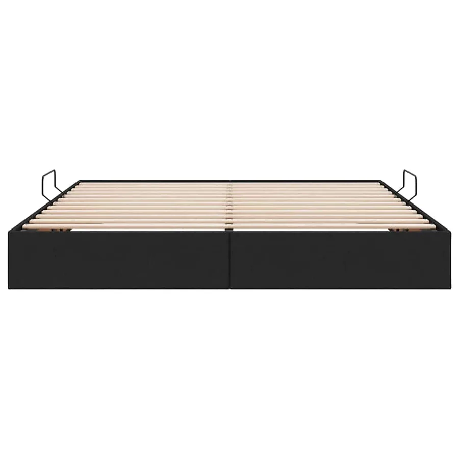 Lit de Rangement avec stockage Noir 180 x 200 cm Tissu - 7