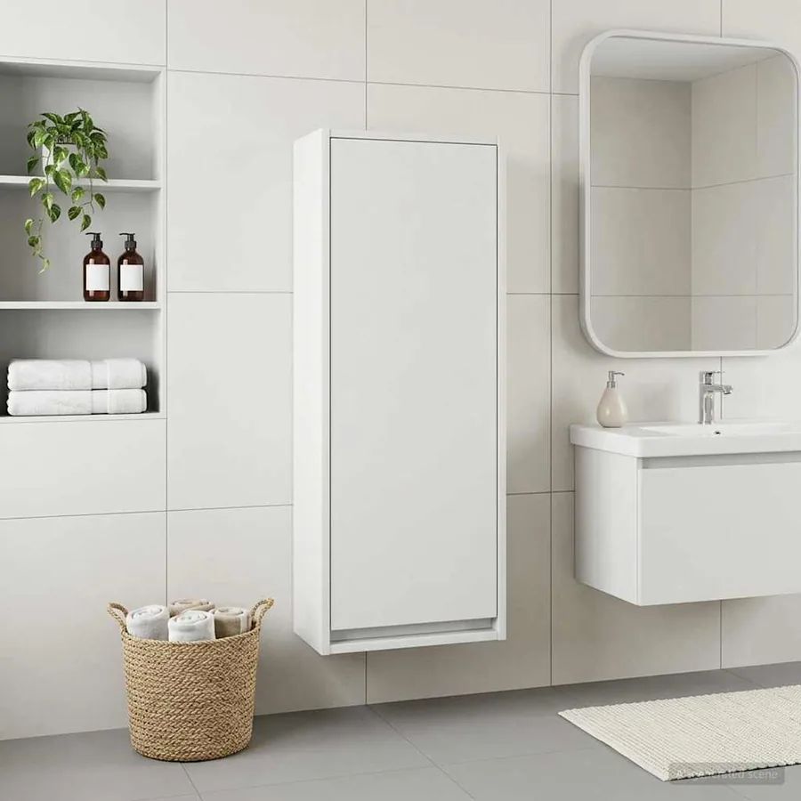 Meuble de lavabo mural Blanc 35 x 20 x 81 cm Bois d'ingénierie