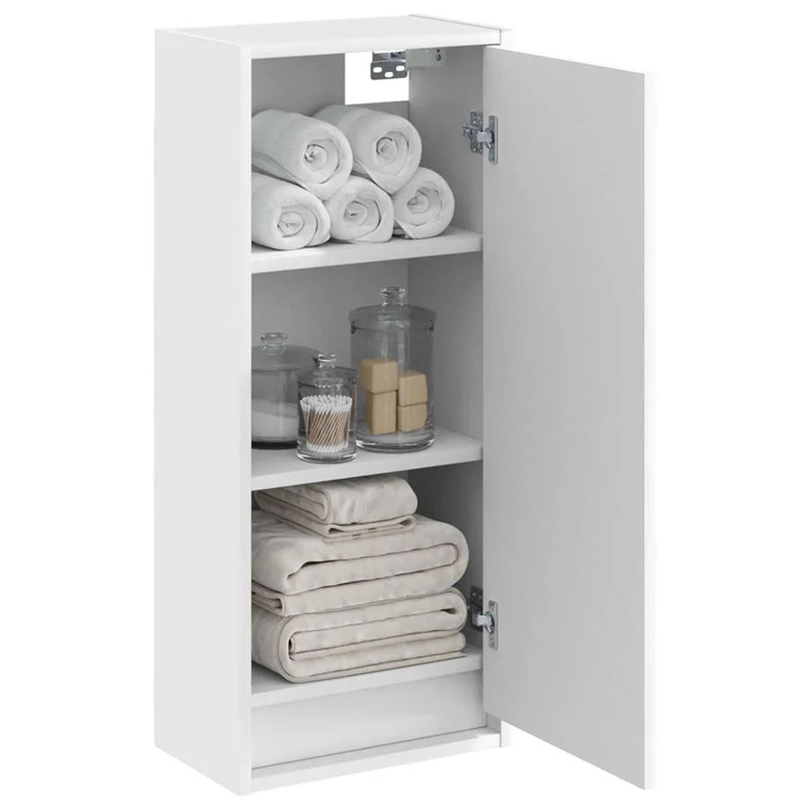 Meuble de lavabo mural Blanc 35 x 20 x 81 cm Bois d'ingénierie - 3