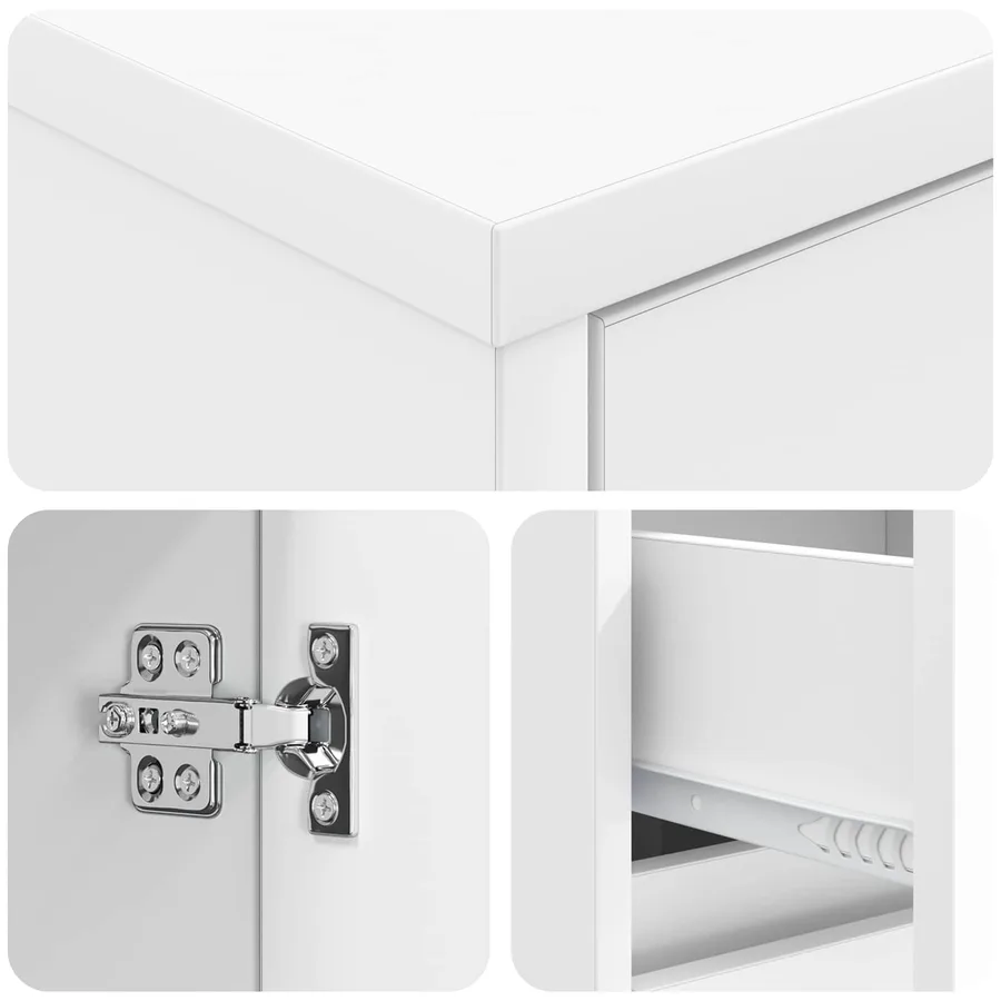 Meuble de lavabo mural Blanc 35 x 20 x 81 cm Bois d'ingénierie - 6