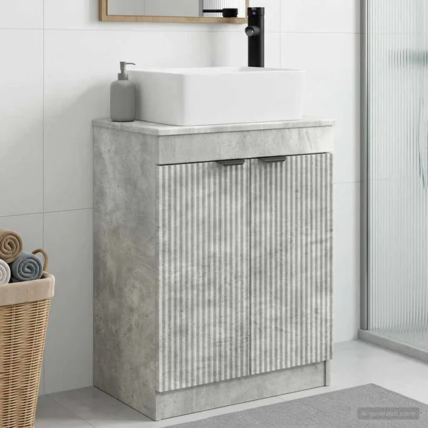 Meuble de salle de bain avec évier Gris béton 54 x 35 x 83 cm