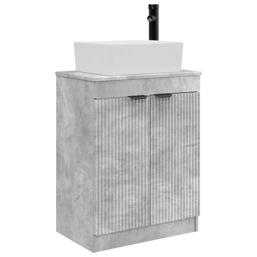 Meuble de salle de bain avec évier Gris béton 54 x 35 x 83 cm - 2
