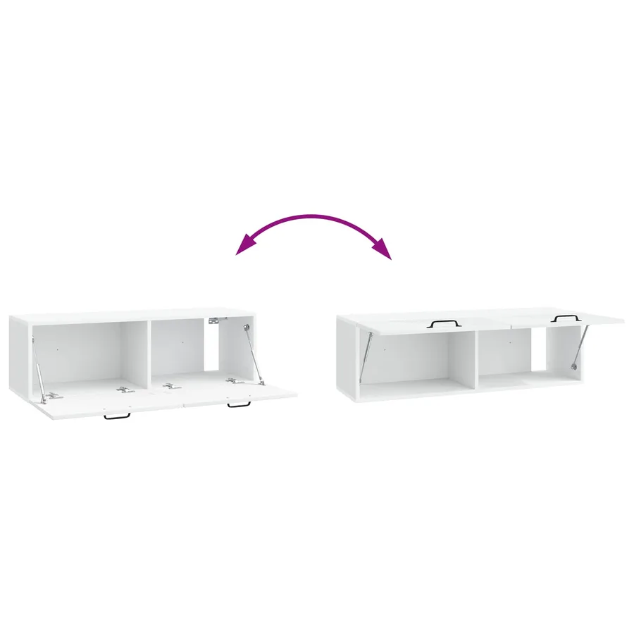 Meuble TV mural Blanc 98 x 31 x 30 cm Bois d'ingénierie - 10