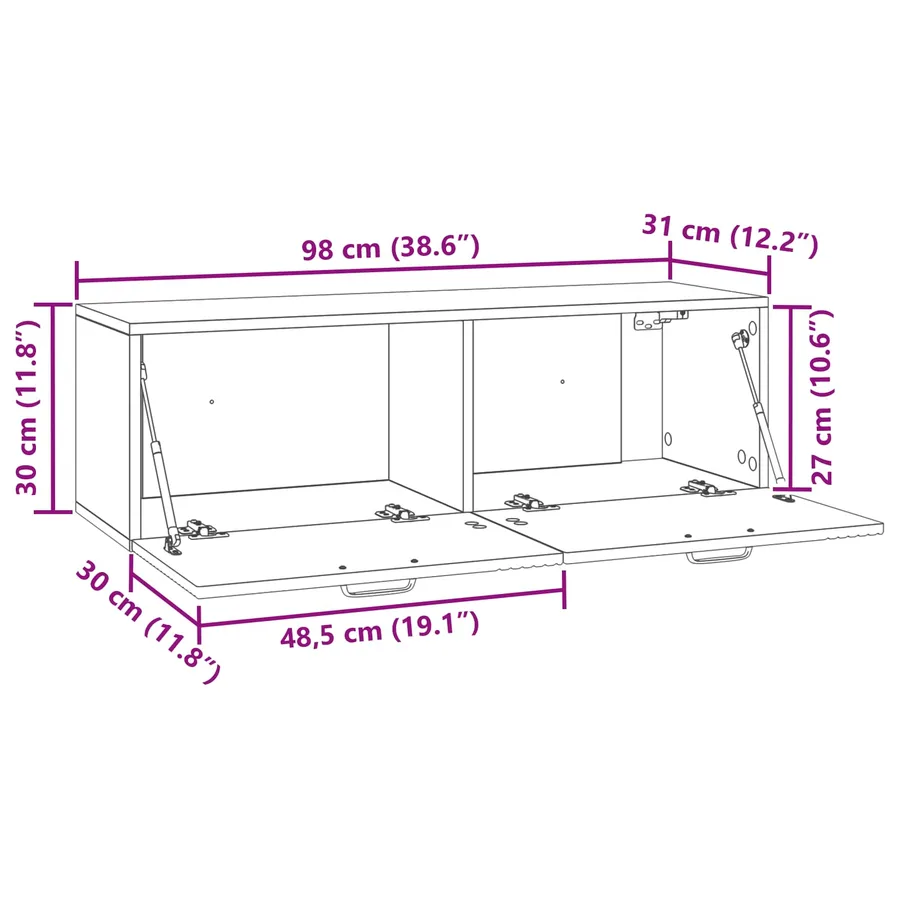 Meuble TV mural Blanc 98 x 31 x 30 cm Bois d'ingénierie - 12
