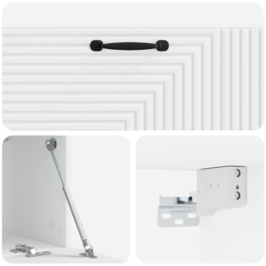 Meuble TV mural Blanc 98 x 31 x 30 cm Bois d'ingénierie - 9