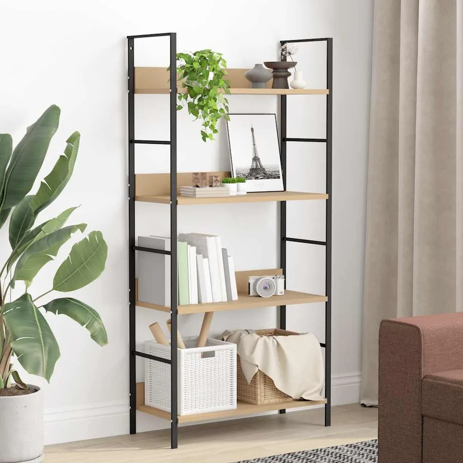 4-tier bookcase oak 60x27.6x124.5 cm engineered wood - 3