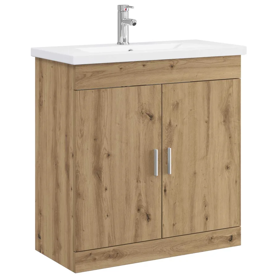 Ensemble de mobilier de salle de bain Chêne artisanal - 2