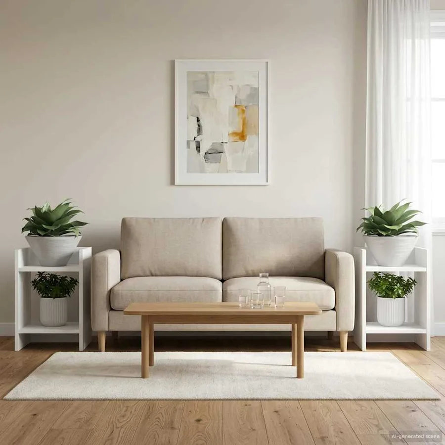 Support de Plante 2 pc Blanc 30 x 30 x 40 cm Bois d’ingénierie - 4