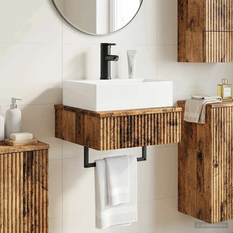 Basin de lavage mural Bois ancien 40 x 41 x 39 cm