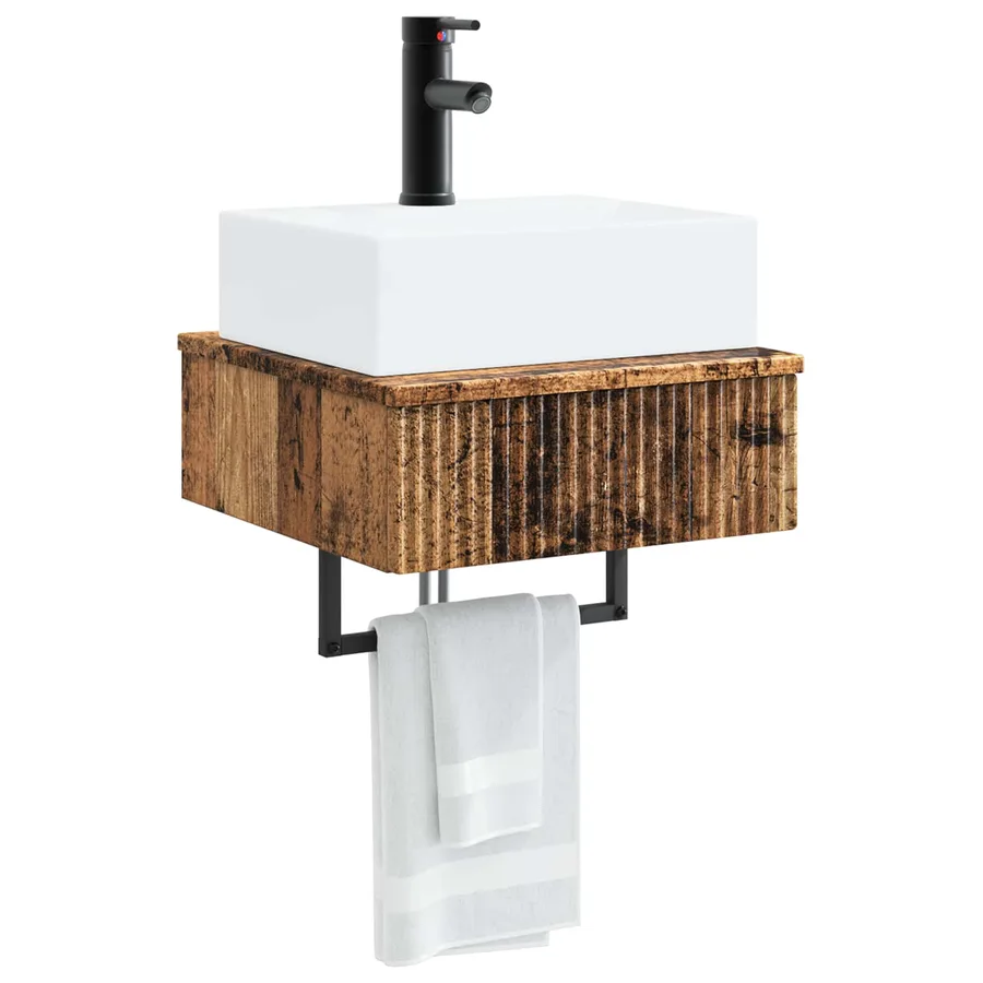 Basin de lavage mural Bois ancien 40 x 41 x 39 cm - 3