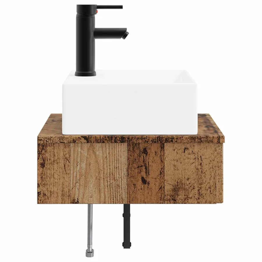 Basin de lavage mural Bois ancien 40 x 41 x 39 cm - 4
