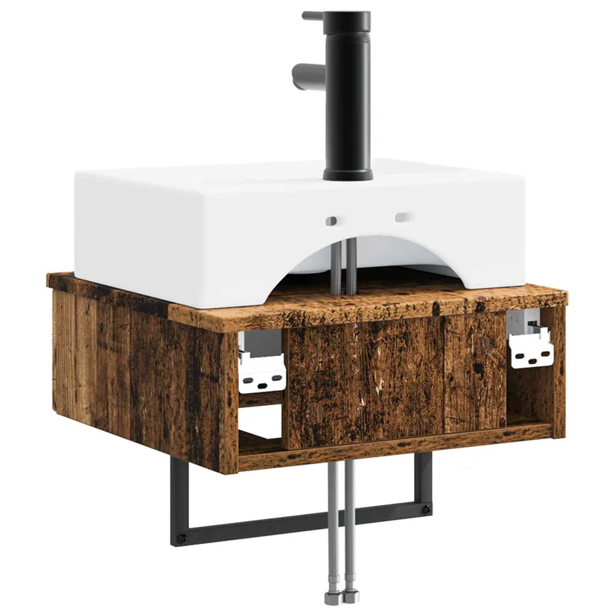 Basin de lavage mural Bois ancien 40 x 41 x 39 cm - 5