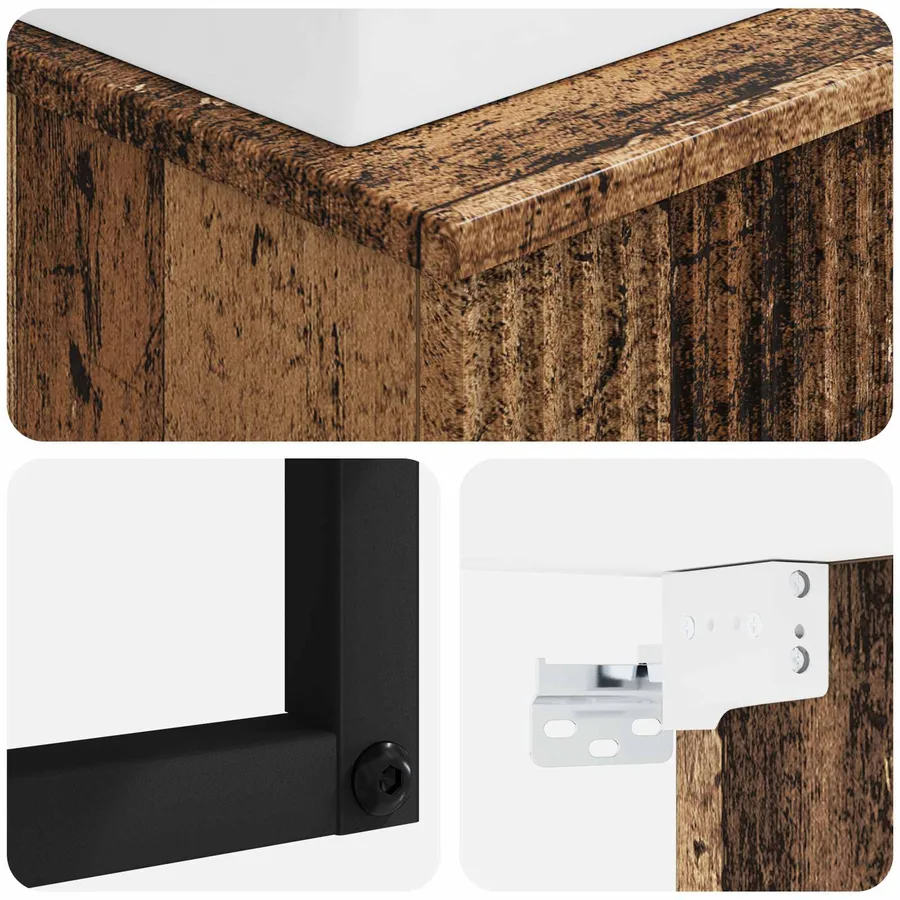 Basin de lavage mural Bois ancien 40 x 41 x 39 cm - 6