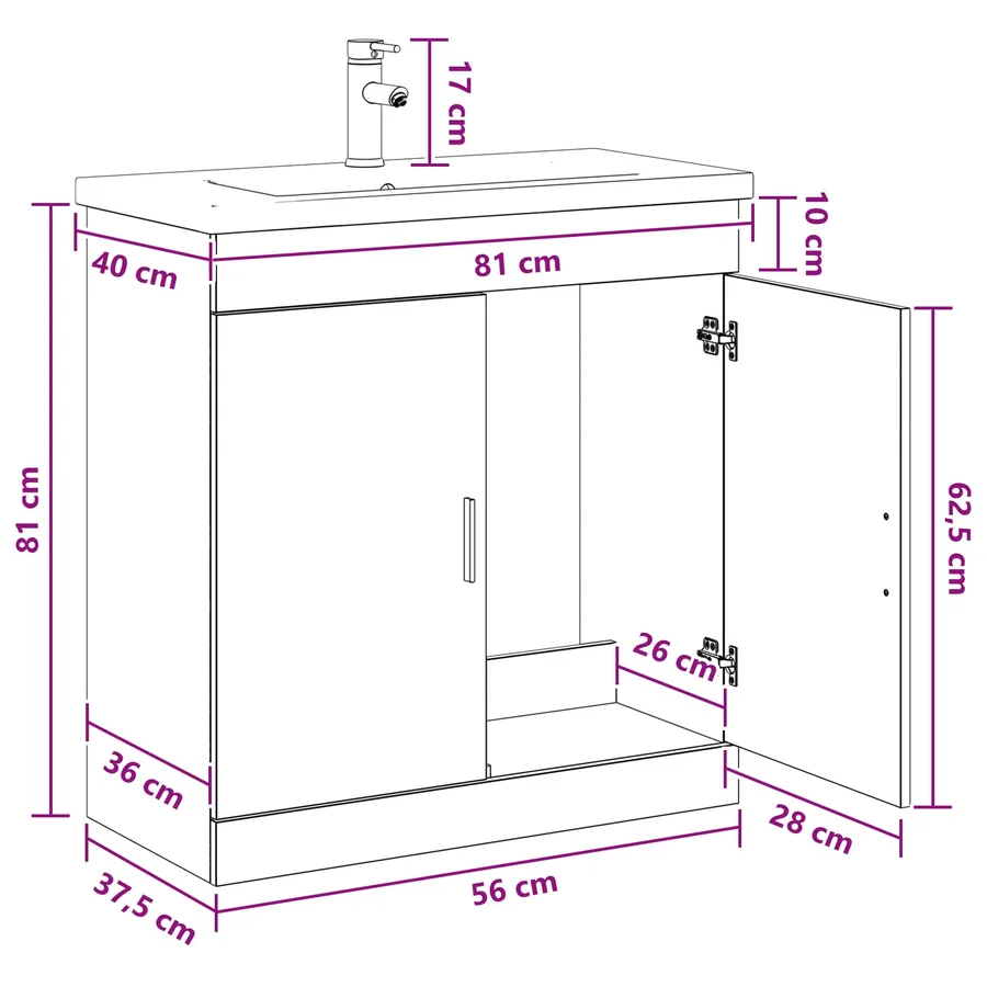 Ensemble de mobilier de salle de bain Chêne noir - 11