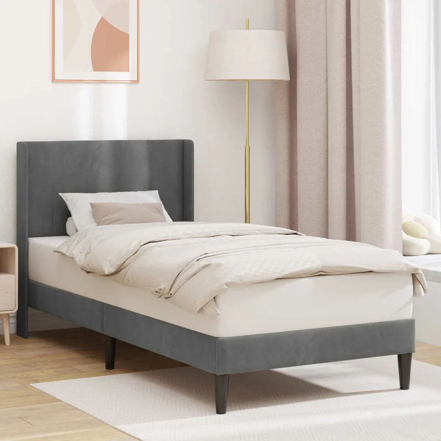 Cadre de lit avec tête de lit Gris foncé 80 x 200 cm Velours