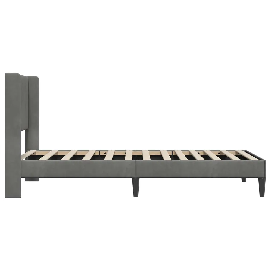 Cadre de lit avec tête de lit Gris foncé 80 x 200 cm Velours - 5
