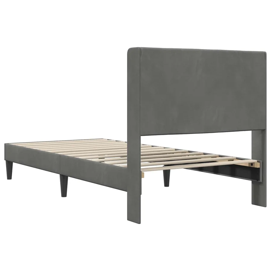 Cadre de lit avec tête de lit Gris foncé 80 x 200 cm Velours - 6