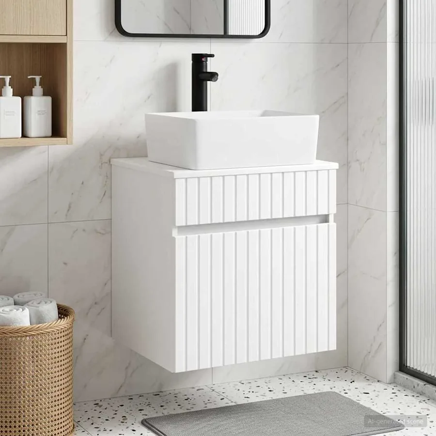Meuble de lavabo mural Blanc 49 x 41 x 63 cm Bois d'ingénierie