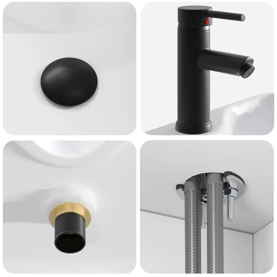 Meuble de lavabo mural Blanc 49 x 41 x 63 cm Bois d'ingénierie - 6