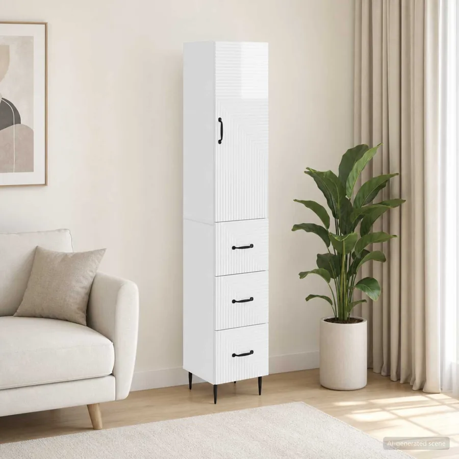 Ensemble de Meubles 2 pcs Blanc brillant 33 x 34,5 x 90 cm