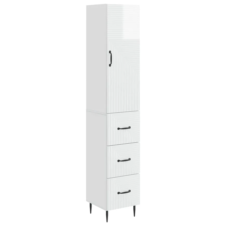 Ensemble de Meubles 2 pcs Blanc brillant 33 x 34,5 x 90 cm - 2