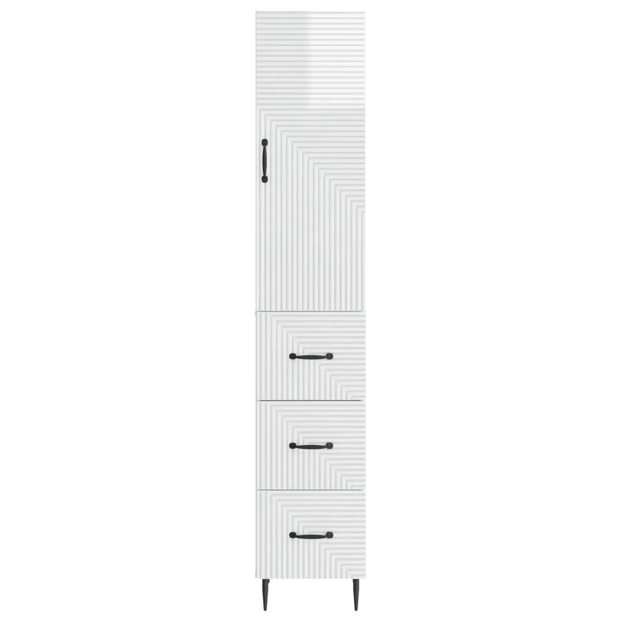Ensemble de Meubles 2 pcs Blanc brillant 33 x 34,5 x 90 cm - 5