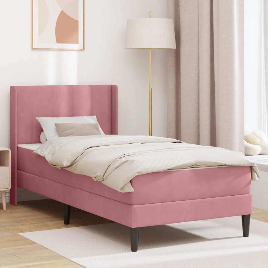 Cadre de lit avec matelas Rose 80 x 200 cm Velours