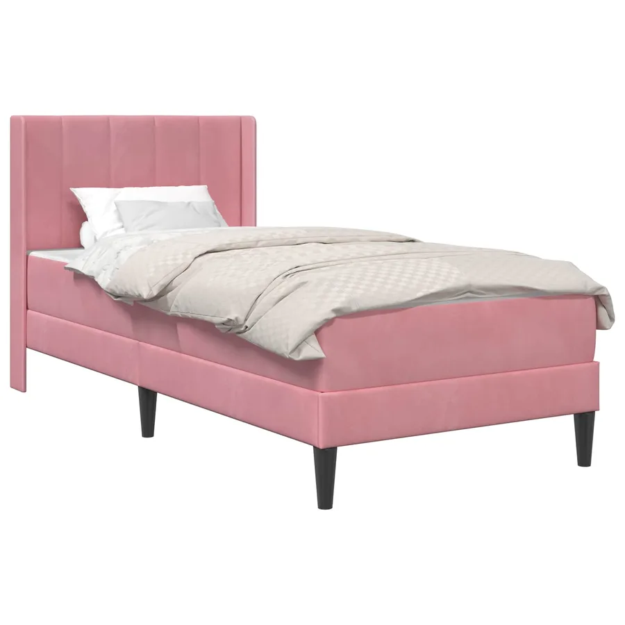 Cadre de lit avec matelas Rose 80 x 200 cm Velours - 2