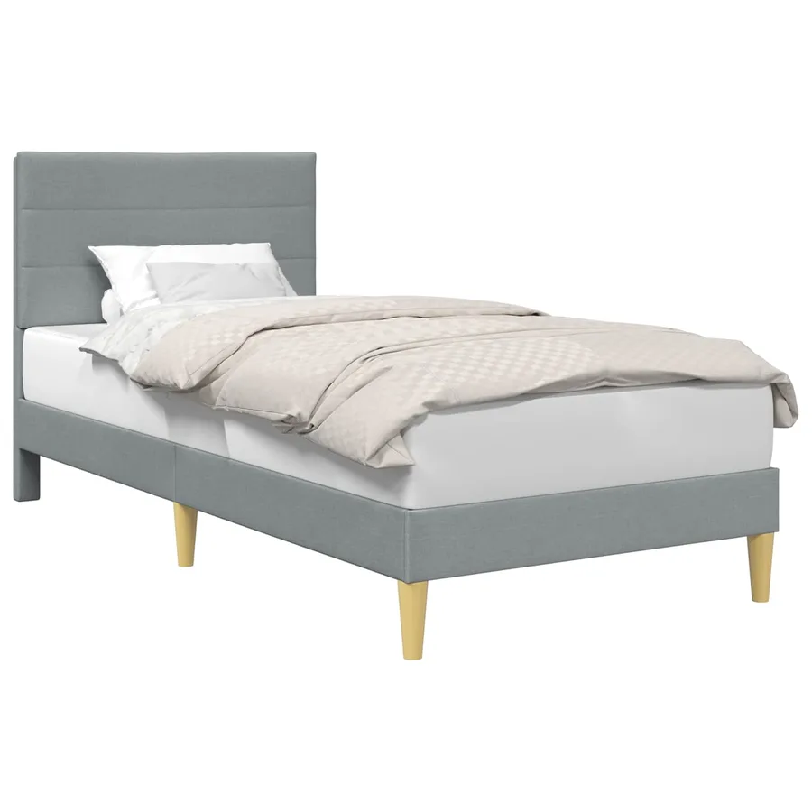 Cadre de lit avec tête de lit Gris clair 100 x 200 cm Tissu - 2