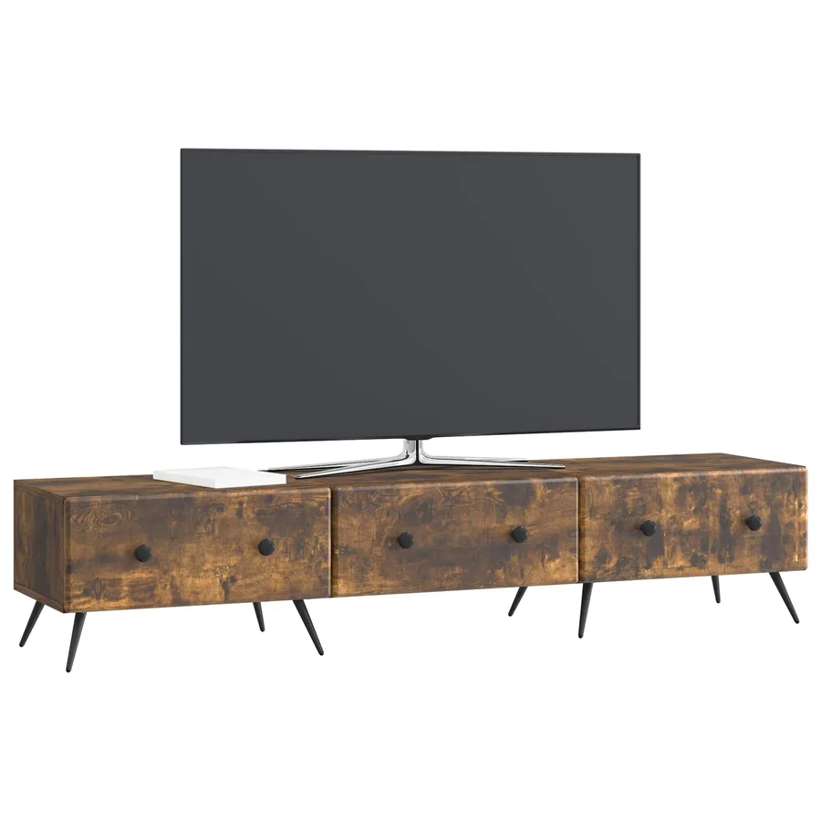 Meuble TV Chêne fumé 147 x 34,5 x 30 cm Bois d'ingénierie - 3